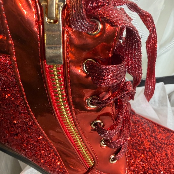 Forever 21 Women's Red Glitter Sneakers     (LEAVING SOON) - Picture 5 of 7
